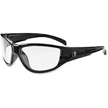 Ergodyne Njord Clear Lens Safety Glasses - Eye, UVC, UVB, UVA Protection - Nylon Frame, Polycarbonate Temple, Polycarbonate Lens - Black - 1 / Each