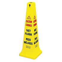 Rubbermaid Commercial Four-Sided Caution, Wet Floor Yellow Safety Cone, 12-1/4 x 12-1/4 x 36h