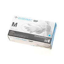 Medline Eudermic MP Powder-Free Latex High-Risk Exam Gloves, Medium, White, Box Of 50 Gloves