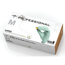 Medline Professional Powder-Free Latex Exam Gloves, Medium, Green, 100 Gloves Per Box, Case Of 10 Boxes