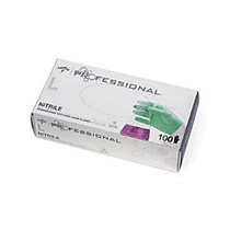 Medline Professional Powder-Free Nitrile Exam Gloves With Aloe, Large, Green, Box Of 100