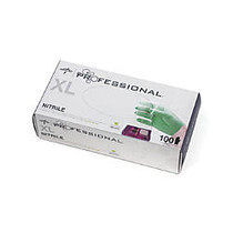 Medline Professional Powder-Free Nitrile Exam Gloves With Aloe, X-Large, Green, Box Of 100