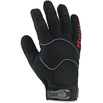 ProFlex Utility Gloves - 9 Size Number - Large Size - Woven Cuff, Terrycloth Thumb, Synthetic Leather Palm - Black - Elastic Cuff, Reinforced Fingertip, Breathable, Air Vent, Durable, Comfortable - For Material Handling, Picking/Packing, Warehouse, A