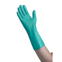 Tradex International Flock-Lined Nitrile General Purpose Gloves, Medium, Green, 12 Pairs