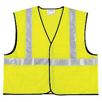 Class 2 Safety Vest, Fluorescent Lime w/Silver Stripe, Polyester, XL