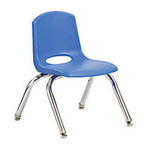 ECR4Kids; School Stack Chairs, 10 inch; Seat Height, Blue/Chrome Legs, Pack Of 6