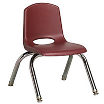 ECR4Kids; School Stack Chairs, 10 inch; Seat Height, Burgundy/Chrome Legs, Pack Of 6