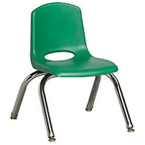 ECR4Kids; School Stack Chairs, 10 inch; Seat Height, Green/Chrome Legs, Pack Of 6