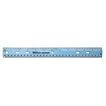 Office Wagon; Brand Transparent Plastic Ruler For Binders, 12 inch;, Blue