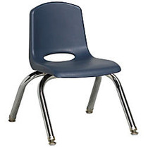 ECR4Kids; School Stack Chairs, 10 inch; Seat Height, Navy/Chrome Legs, Pack Of 6