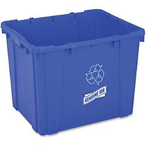 Genuine Joe 14-Gallon Recycling Bin - 14 gal Capacity - Rectangular - 14.5 inch; Height x 19.5 inch; Width x 15.4 inch; Depth - Blue