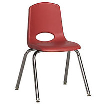 ECR4Kids; School Stack Chairs, 16 inch; Seat Height, Red/Chrome Legs, Pack Of 6