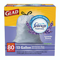 Glad; Tall Kitchen OdorShield; Trash Bags, 13 Gallons, Lavender Scent, White, Pack Of 80