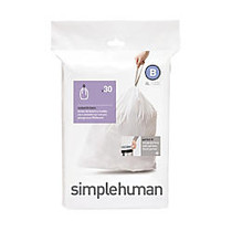 simplehuman Custom-Fit 0.03-mil Can Liners, 1.6 Gallons, White, Pack Of 360