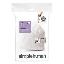 simplehuman Custom-Fit 0.03-mil Can Liners, 5.3 Gallons, White, Pack Of 240