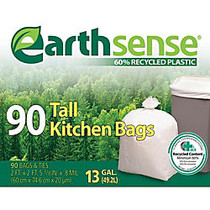 Webster EarthSense 60% Recycled Kitchen Bags, 13 Gallons, 0.8 Mil Thick, 23 1/2 inch; x 29 3/4 inch;, Box Of 90