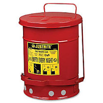 Just Rite Oily Waste Can With Lever, 21-Gallon, 23 7/16 inch;H x 18 3/8 inch; Diameter, Red