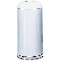 Rubbermaid 15-Gallon Metallic Round Container - 15 gal Capacity - Round - Powder Coated Steel, Galvanized Steel - White, White