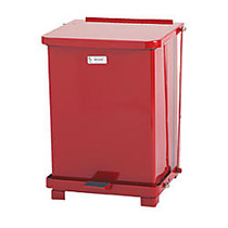 Rubbermaid Commercial Defenders Biohazard Step Can, Square, Steel, 7 gal., Red