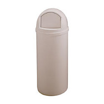 Rubbermaid; Marshal Round Polyethylene Trash Container, 42 inch; x 18 inch;, 25 Gallons, Beige