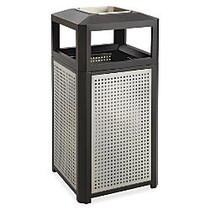 Safco Evos Steel Waste Receptacle With Ashtray, 38-Gallon, Black/Gray