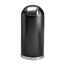 Safco; Dome-Top Receptacle With Push-Door Lid, 15 Gallons, Black
