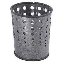 Safco; Round Steel Wastebasket, 6 Gallons, Black Speckled