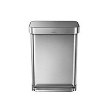 simplehuman; Rectangular Step Can With Liner Pocket, 14.5 Gallons, Brushed Stainless Steel