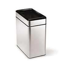 simplehuman; Small Brushed Stainless Steel Open-Top Rectangular Trash Can, 2.6 Gallons