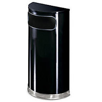 United Receptacle 30% Recycled Half Round Black/Chrome Receptacle, 9 Gallons, 32 inch; x 18 inch; x 9 inch;, Black/Chrome