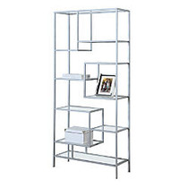 Monarch Specialties Asymmetrical 9-Shelf Bookcase, 72 inch;H x 32 inch;W x 12 inch;D, Silver