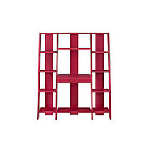 Altra Ladder Bookcase Towers With Desk, 11 Shelves, 59 1/2 inch;H x 51 3/5 inch;W x 18 inch;D, Red