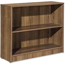 Lorell Essentials Series Walnut Laminate Bookcase - 36 inch; x 12 inch; x 30 inch; Shelf, Top - 2 Shelve(s) - Square Edge - Material: Medium Density Fiberboard (MDF) - Finish: Walnut, Thermofused Laminate (TFL)