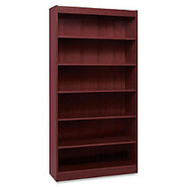 Lorell; Panel-End Hardwood Veneer Bookcase, 6-Shelves, 84 inch;H x 36 inch;W x 12 inch;D, Mahogany