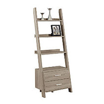 Monarch Specialties 4-Shelf Ladder Bookcase, 69 inch;H x 26 inch;W x 17 inch;D, Dark Taupe