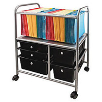 Advantus; 5-Drawer Mobile Storage File Cart, 15 3/8 inch;H x 21 5/8 inch;W x 28 3/8 inch;D, Silver/Black