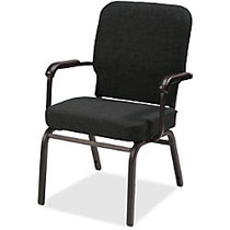 Lorell Big and Tall Oversized Stack Chair with Arms - Fabric Black Seat - Fabric Black Back - Steel Frame - Four-legged Base - 21 inch; Seat Width x 15 inch; Seat Depth - 25.5 inch; Width x 25 inch; Depth x 35.5 inch; Height