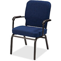 Lorell Big and Tall Oversized Stack Chair with Arms - Fabric Navy Seat - Fabric Navy Back - Steel Frame - Four-legged Base - 21 inch; Seat Width x 15 inch; Seat Depth - 25.5 inch; Width x 25 inch; Depth x 35.5 inch; Height