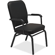 Lorell Fixed Arms Vinyl Oversized Stack Chairs - Vinyl Black Seat - Vinyl Black Back - Steel Frame - Four-legged Base - 21 inch; Seat Width x 15 inch; Seat Depth - 25.5 inch; Width x 25 inch; Depth x 35.5 inch; Height