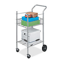 Fellowes Double-Basket Wire Mail Cart, 40 inch;H x 16 1/4 inch;W x 26 1/4 inch;D, Silver