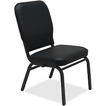 Lorell Vinyl Back/Seat Oversized Stack Chairs - Vinyl Black Seat - Vinyl Black Back - Steel Frame - Four-legged Base - 21 inch; Seat Width x 15 inch; Seat Depth - 21 inch; Width x 25 inch; Depth x 35.5 inch; Height