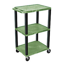 H. Wilson 42 inch; Plastic Utility Cart With Platform Shelves, 42 inch;H x 24 inch;W x 18 inch;D, Green/Black
