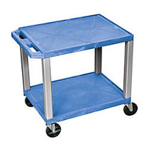 H. Wilson Tuffy 2-Shelf Plastic Utility Cart, 26 inch;H x 24 inch;W x 18 inch;D, Blue/Nickel