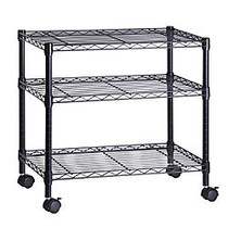Honey-Can-Do Steel Wire Cart, 3 Tier, 26 inch;H x 28 inch;W x 16 inch;D, Black