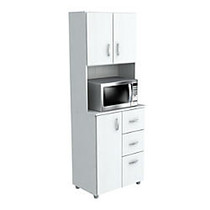 Inval Storage Cabinet With Microwave Stand, 4 Shelves, 66 inch;H x 24 inch;W x 15 inch;D, Laricina White