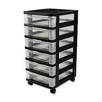 Iris; Mini Clear Plastic Storage Cart, Legal Size, Clear/Black