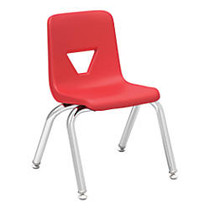 Lorell&trade; Student Stacking Chairs, 22 inch;H, Red/Silver, Set Of 4