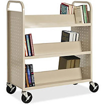 Lorell Double-sided Book Cart - 6 Shelf - 200 lb Capacity - 5 inch; Caster Size - Steel - 36 inch; Width x 19 inch; Depth x 46 inch; Height - Putty