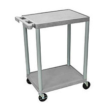 Luxor 2-Shelf Plastic Utility Cart, 33 1/2 inch;H x 24 inch;W x 18 inch;D, Gray