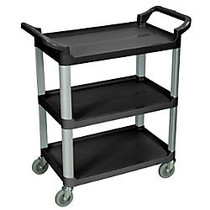 Luxor 3-Shelf Serving Cart, 36 3/4 inch;H x 33 1/2 inch;W x 16 3/4 inch;D, Black